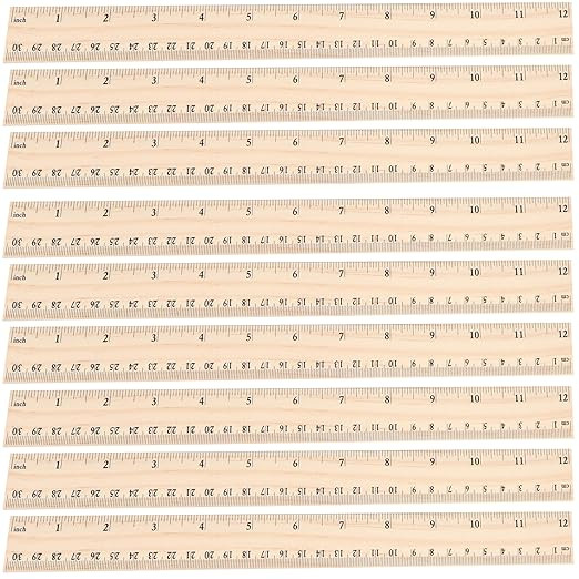 12 Pack 12 inch Wooden Ruler Kit with Conversion Table Metric Straight Edge Linear Measurement Ru... | Amazon (US)