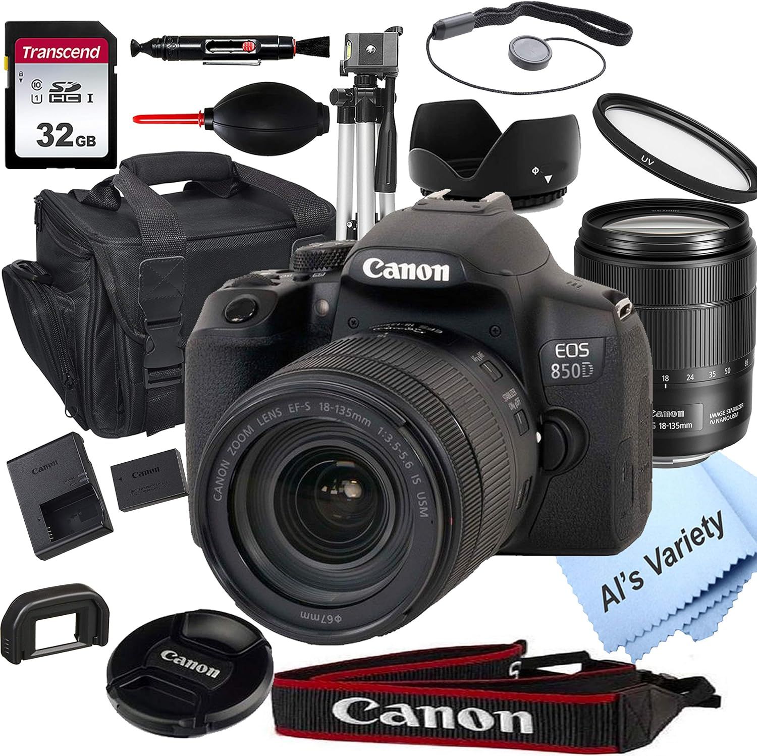 Canon EOS 850D (Rebel T8i) DSLR Camera with 18-135mm f/3.5-5.6 is USM Zoom Lens + 32GB Card, Trip... | Amazon (US)