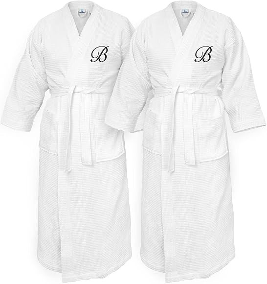 KAUFMAN - Set of Two Personalized Waffle Kimono Bathrobes Unisex 100% Cotton Custom Spa Robes Emb... | Amazon (US)