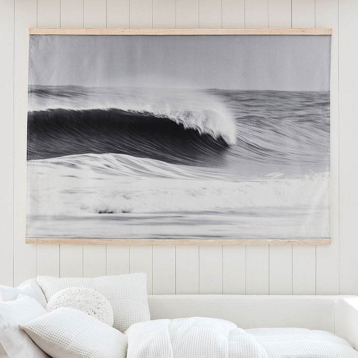 Black and White Wave Surf Mural | Pottery Barn Teen