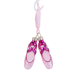 Pink Ballet Shoes Glass Christmas Tree Ornament - 0.8 х 1.1 х 2.95" | Bed Bath & Beyond