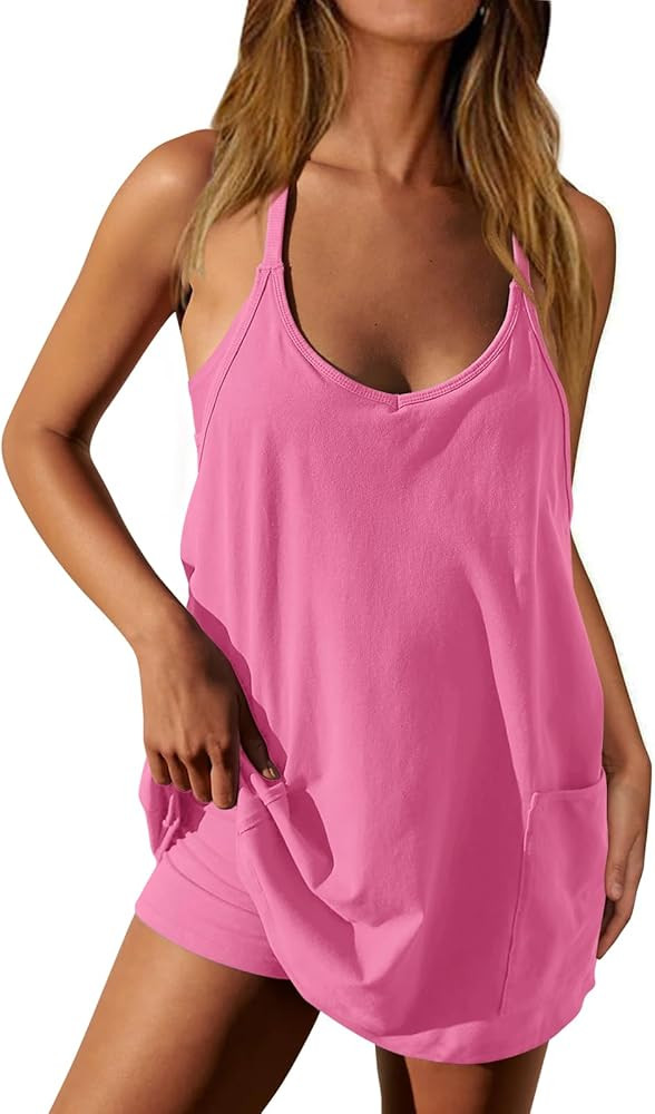 Nirovien Womens Tennis Dress Workout Mini Dress with Shorts Sleeveless Spaghetti Straps Golf Athl... | Amazon (US)