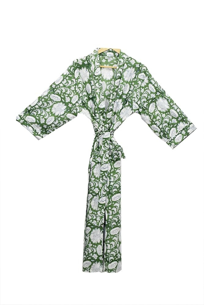Hand block print Cotton Kimono bikini cover up,Indian Hand block print Cotton Bath Robe,Swim Wear... | Amazon (US)