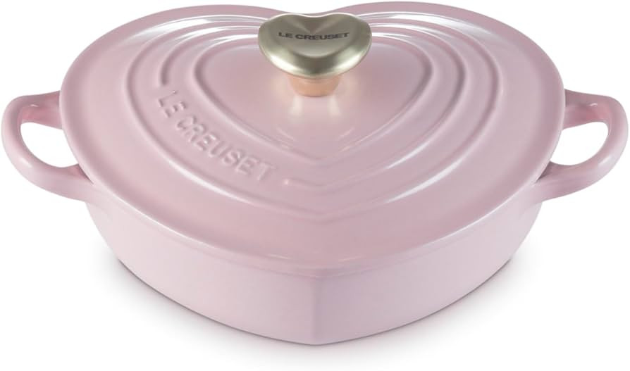 Le Creuset Enameled Cast Iron Traditional Shallow Heart Cocotte, 1.25 Qt, Chiffon Pink Light Gold... | Amazon (US)