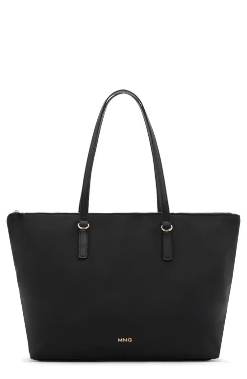 MANGO Nylon Shopper Bag in Black at Nordstrom | Nordstrom