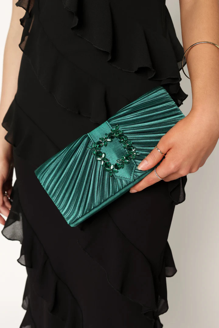 Judah Pleated Clutch - Emerald | Petal & Pup (US)