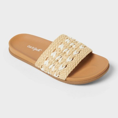 Kids' Melani Flower Strap Slides - Cat & Jack™ Natural 5 | Target