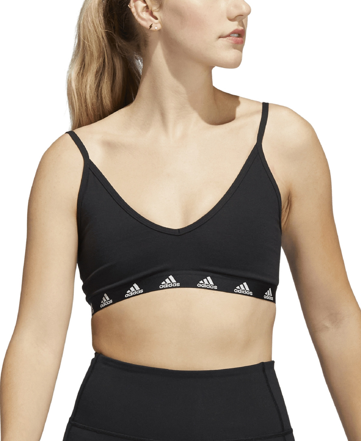 adidas Women's Purebare Light-Support Scoop Neck Sports Bra - Black | Macy's