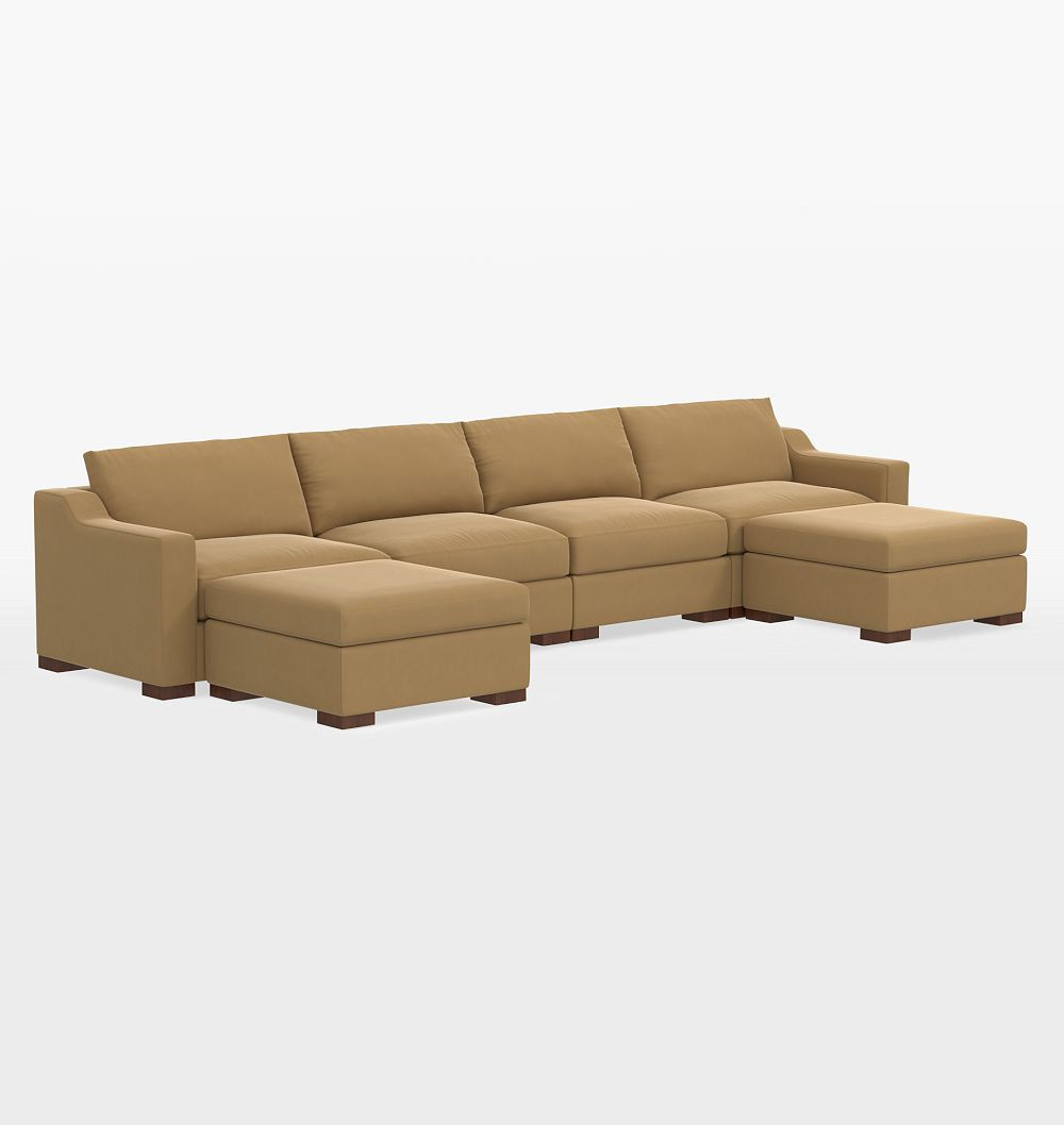 Sublimity 6-Piece Double Ottoman Sectional Sofa, Studio - Vance Velvet Taupe | Rejuvenation