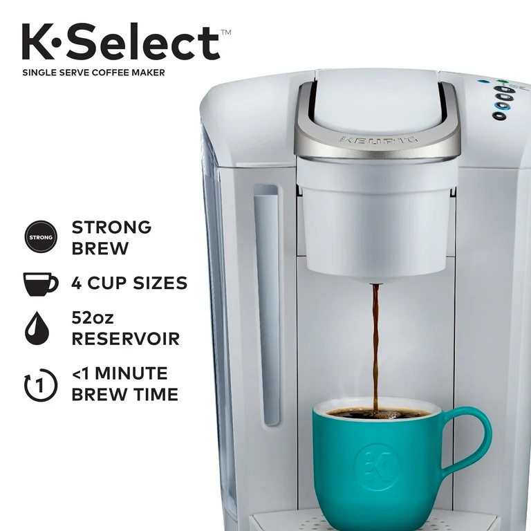 Keurig K-Select Single-Serve K-Cup Pod Coffee Maker, Matte White | Walmart (US)