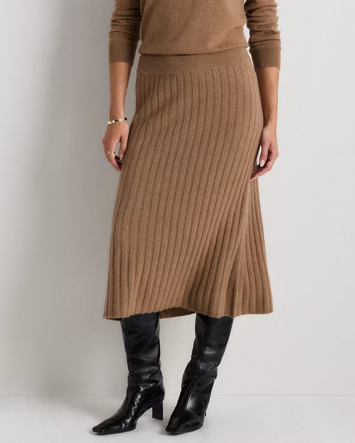 Mongolian Cashmere Midi Skirt in Teak Brown | Quince