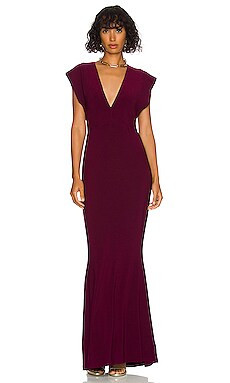 Norma Kamali x REVOLVE V Neck Rectangle Gown in Plum from Revolve.com | Revolve Clothing (Global)