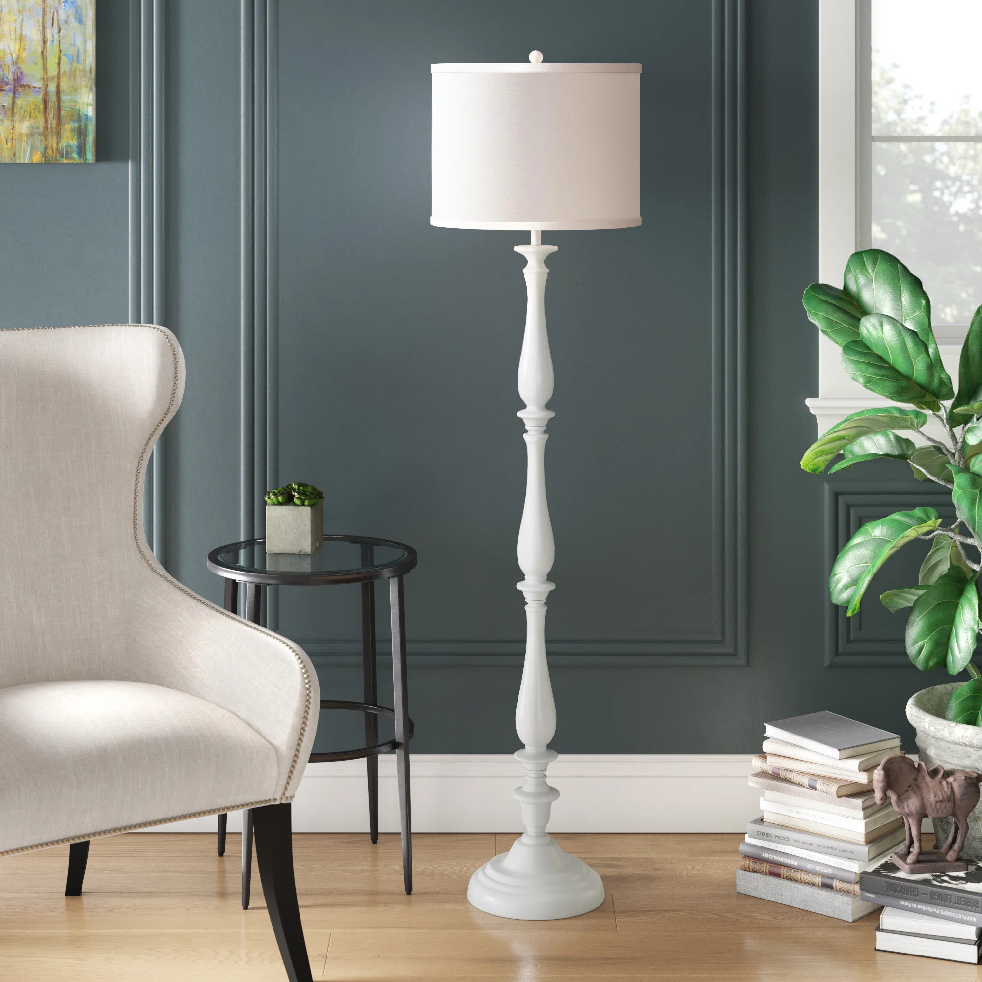 Bellmead 62'' White Traditional Floor Lamp | Wayfair North America