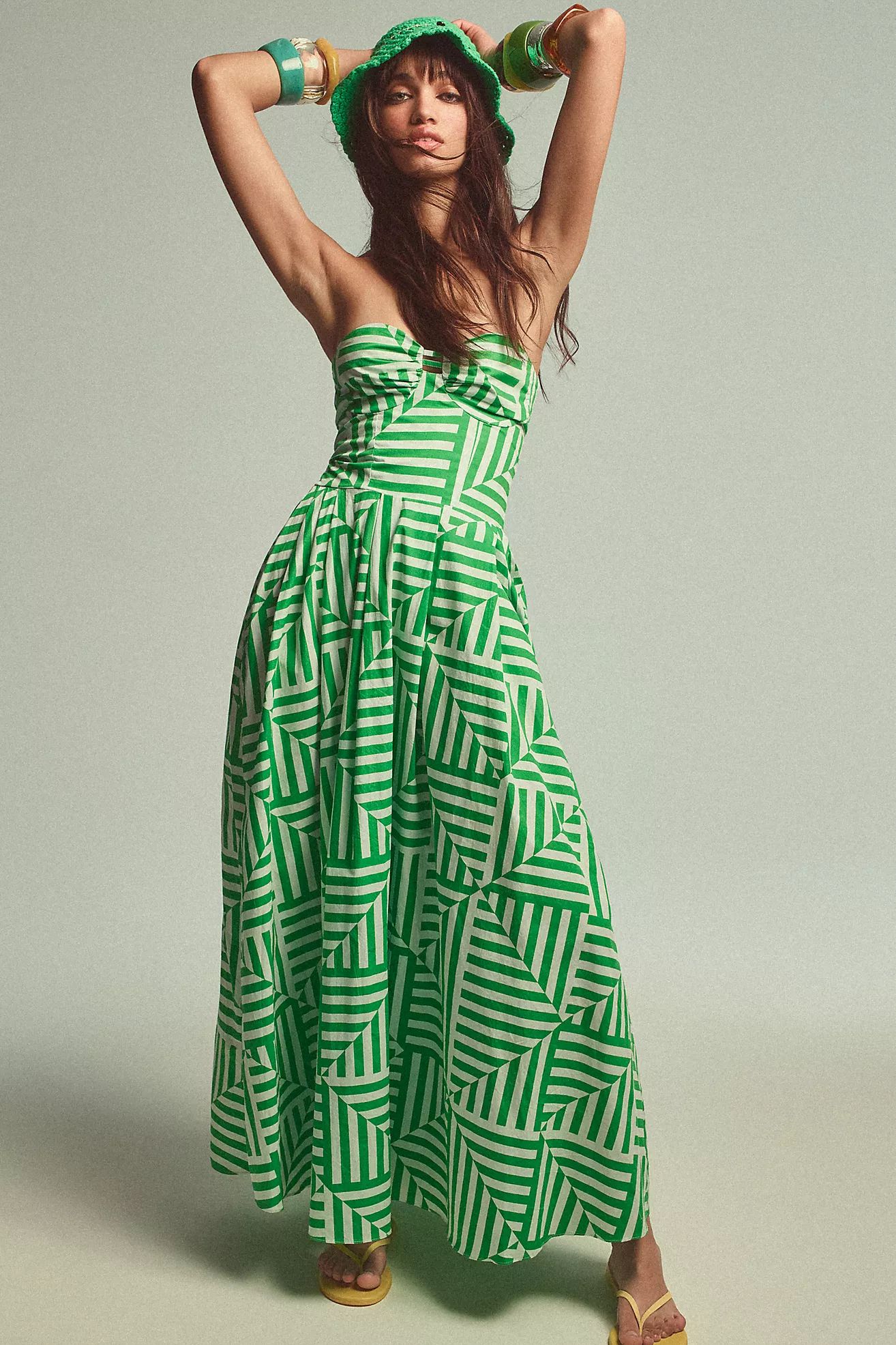 S/W/F Strapless Sweetheart Printed Dress | Anthropologie (US)