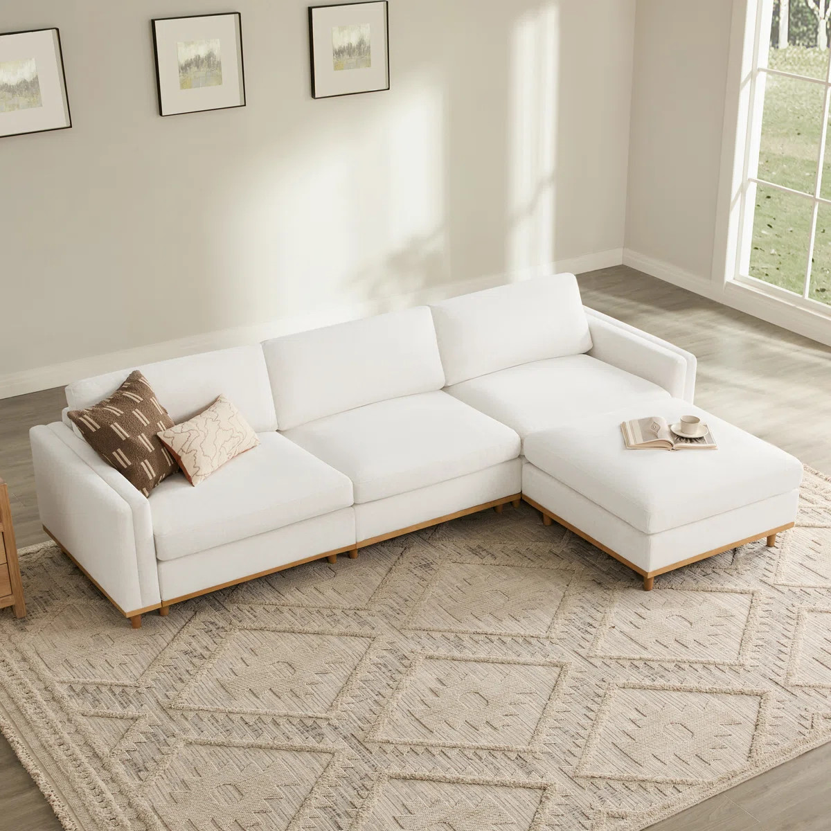Laima 117" W 4-Piece Modular Reversible Sectional with Ottoman | Wayfair North America
