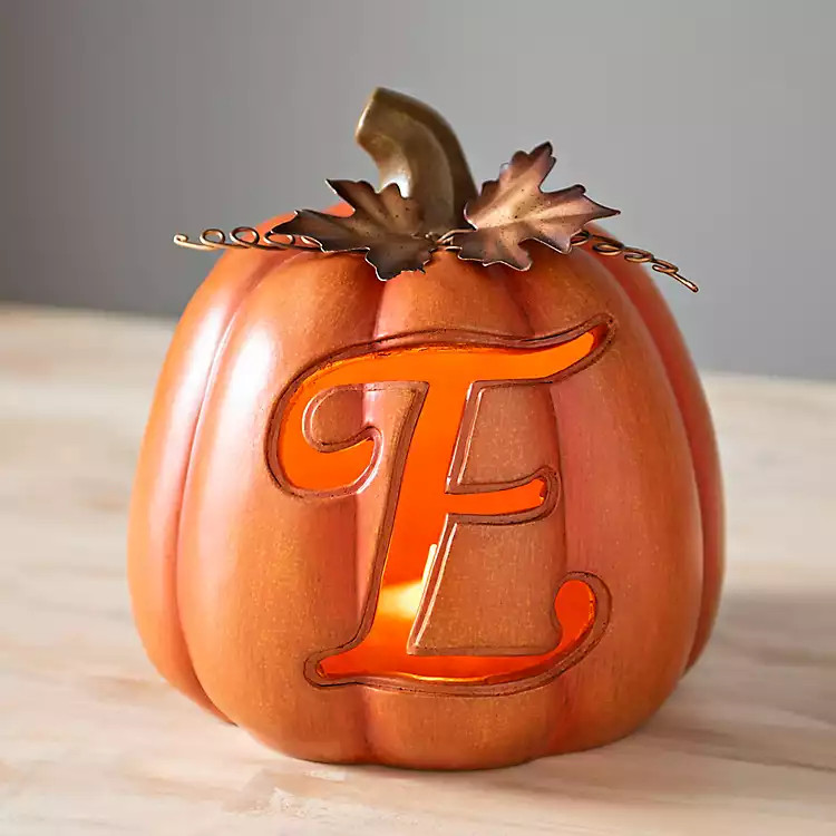 Pre-Lit Monogram E Pumpkin with Metal Stem | Kirkland's Home