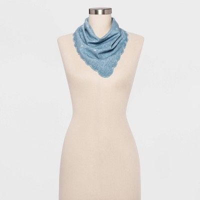 Women's Scallop Embroidery Scarf - Universal Thread™ Blue | Target