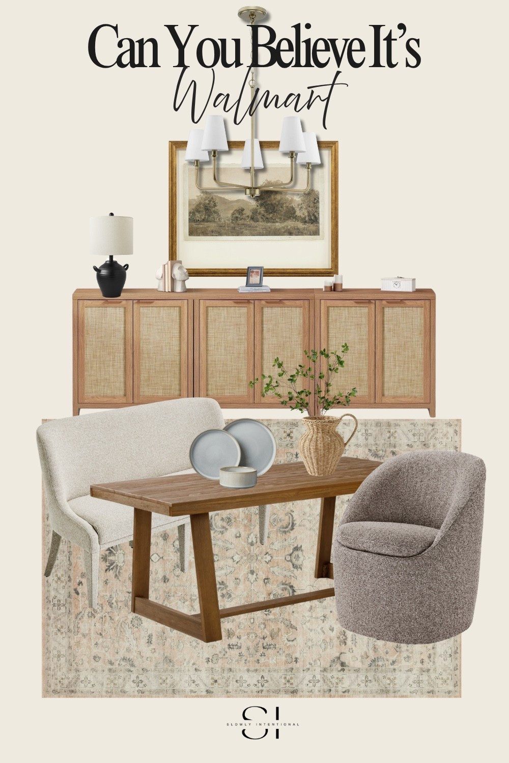 Can you believe this entire look is from Walmart?! From the woven-front sideboard to the sculptural table lamp, everything feels elevated without the designer price tag. Cozy boucle, classic textures, and soft vintage tones make this space feel intentionally curated—on a budget. It’s giving high-end cottagecore with a side of “add to cart.” 

Would you put this in your living room or dining space?

walmart home finds | affordable home decor | cottagecore decor | boucle swivel chair | woven front cabinet | vintage style rug | budget-friendly furniture | cozy neutral aesthetic | walmart interior design | intentional living room decor | elevated walmart finds | neutral cozy home

#LTKHome