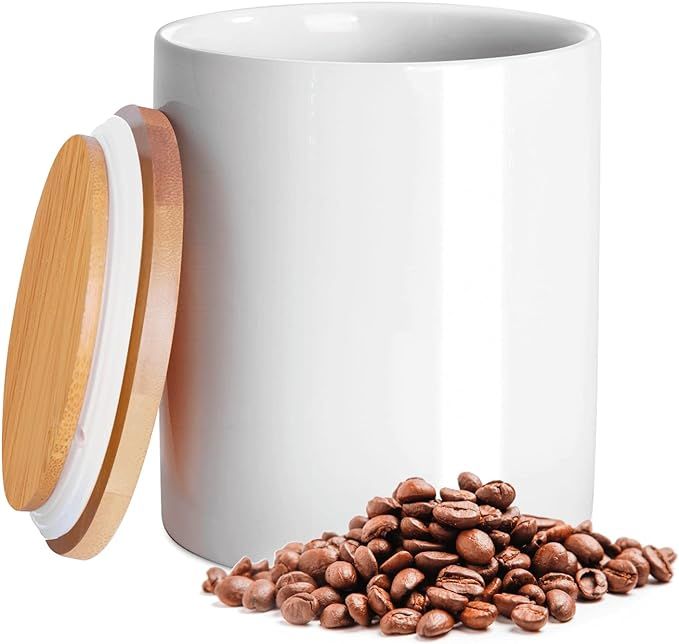 77L Food Storage Jar, 35.47 FL OZ (1050 ML), Ceramic Food Storage Jar with Airtight Seal Bamboo L... | Amazon (US)