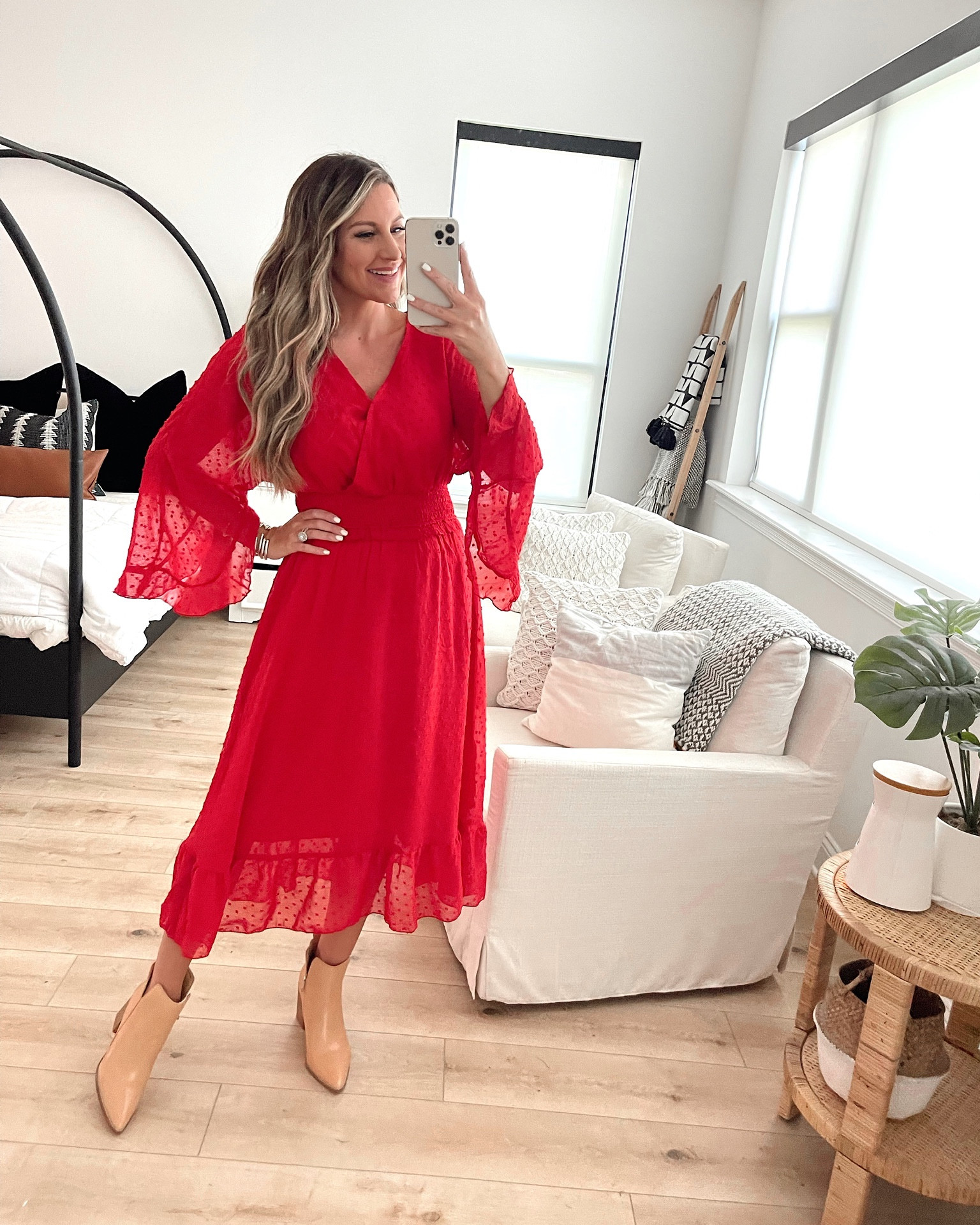 In a small midi dress for fall from Amazon - fits TTS.

#LTKstyletip #LTKunder50 #LTKSeasonal