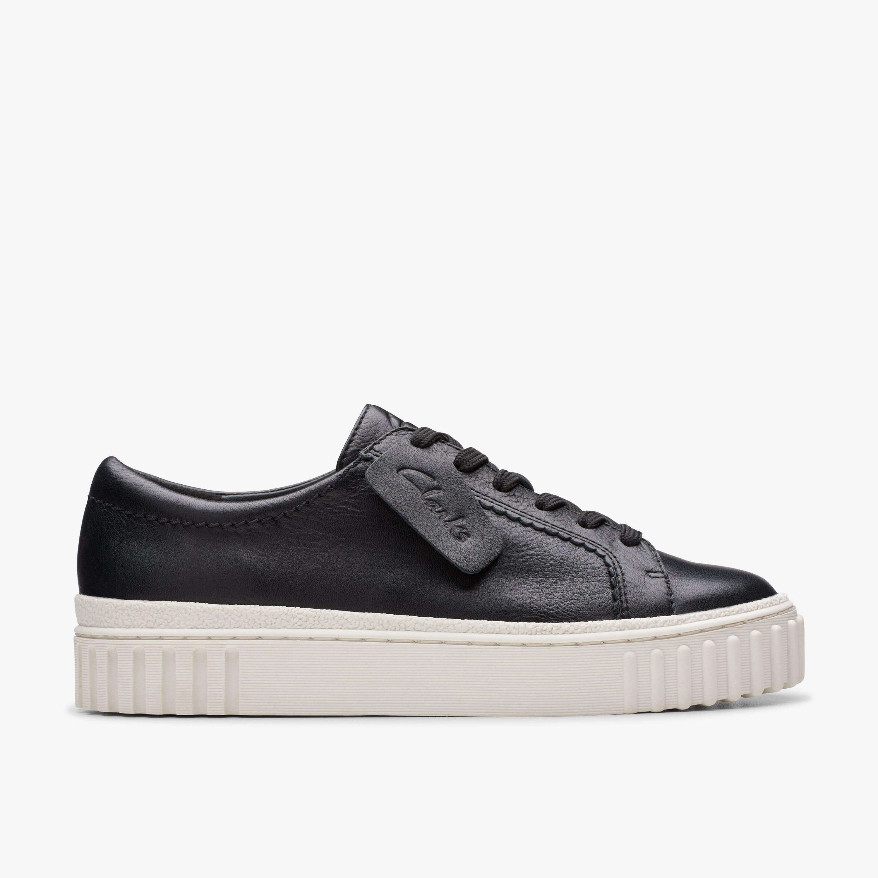 WOMENS Mayhill Walk Black Leather Sneakers | Clarks US | Clarks (US)