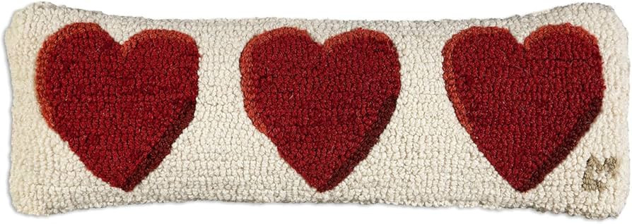 Chandler 4 Corners Artist-Designed Three Hearts Hand-Hooked Wool Decorative Throw Pillow (8” x ... | Amazon (US)
