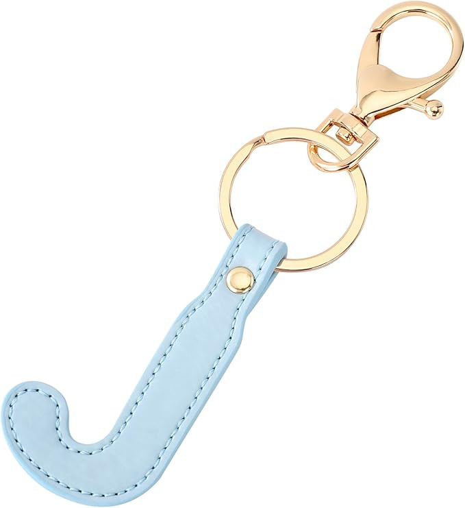 Junyuerly Initial letter Keychains for Women,Pink Blue White Coffee Leather Key Chain Cute Bag Ch... | Amazon (US)