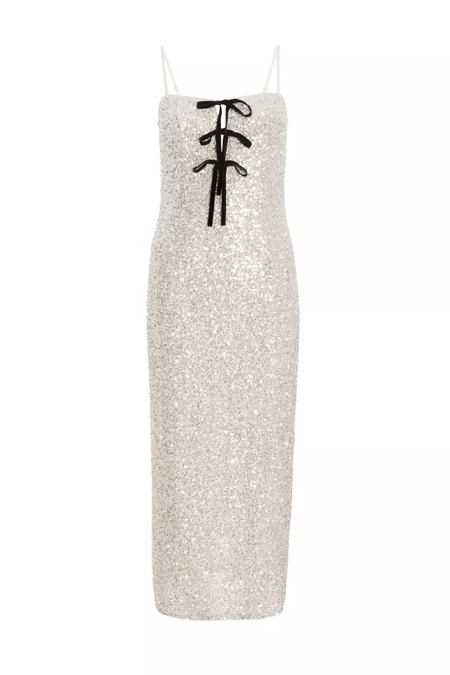 Champagne Sequin Bow Front Midaxi Dress | Quiz Clothing