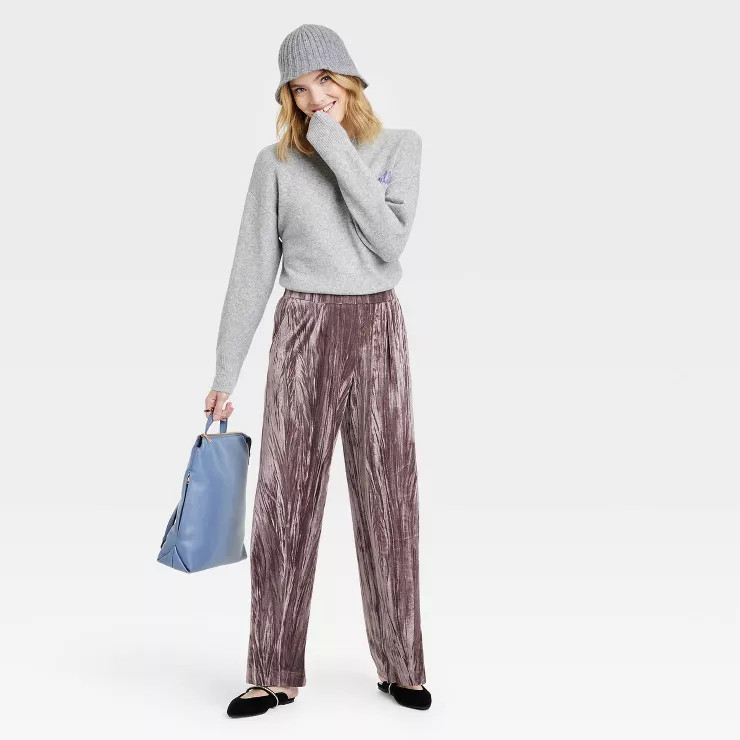 Women's High-Rise Wide Leg Velvet Pull-On Pants - A New Day™ | Target