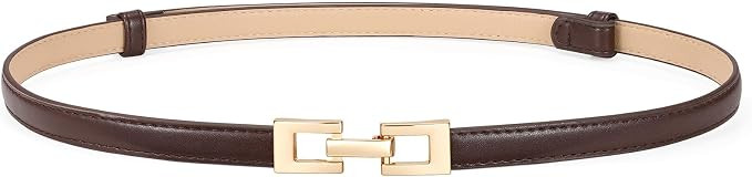 XZQTIVE Women's Thin Leather Belt – Adjustable Casual Office Belt for Dresses Jeans Pants – G... | Amazon (US)