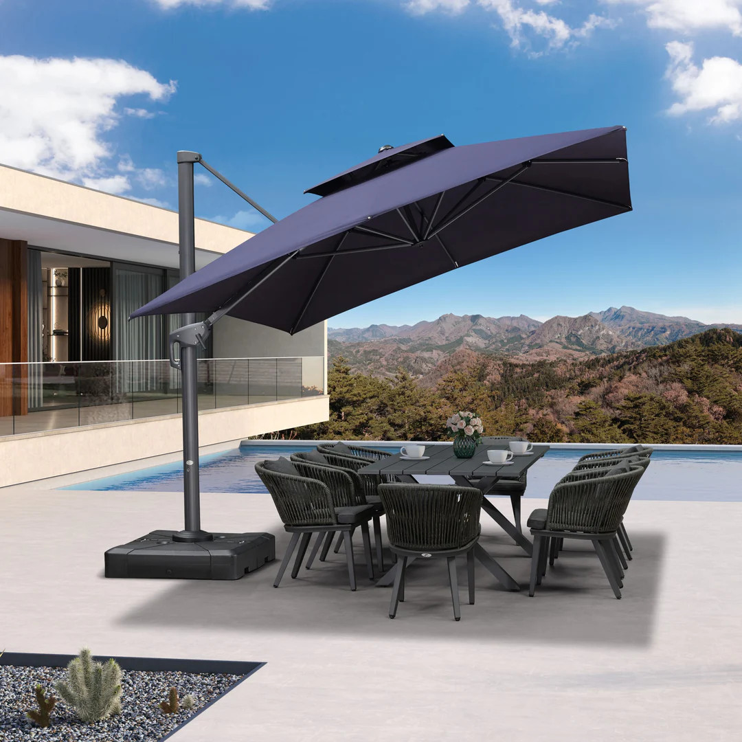 PURPLE LEAF Double Top 10 / 11 / 12 / 9 x 12 ft Square and Rectangle Outdoor Cantilever Umbrella | Purple Leaf