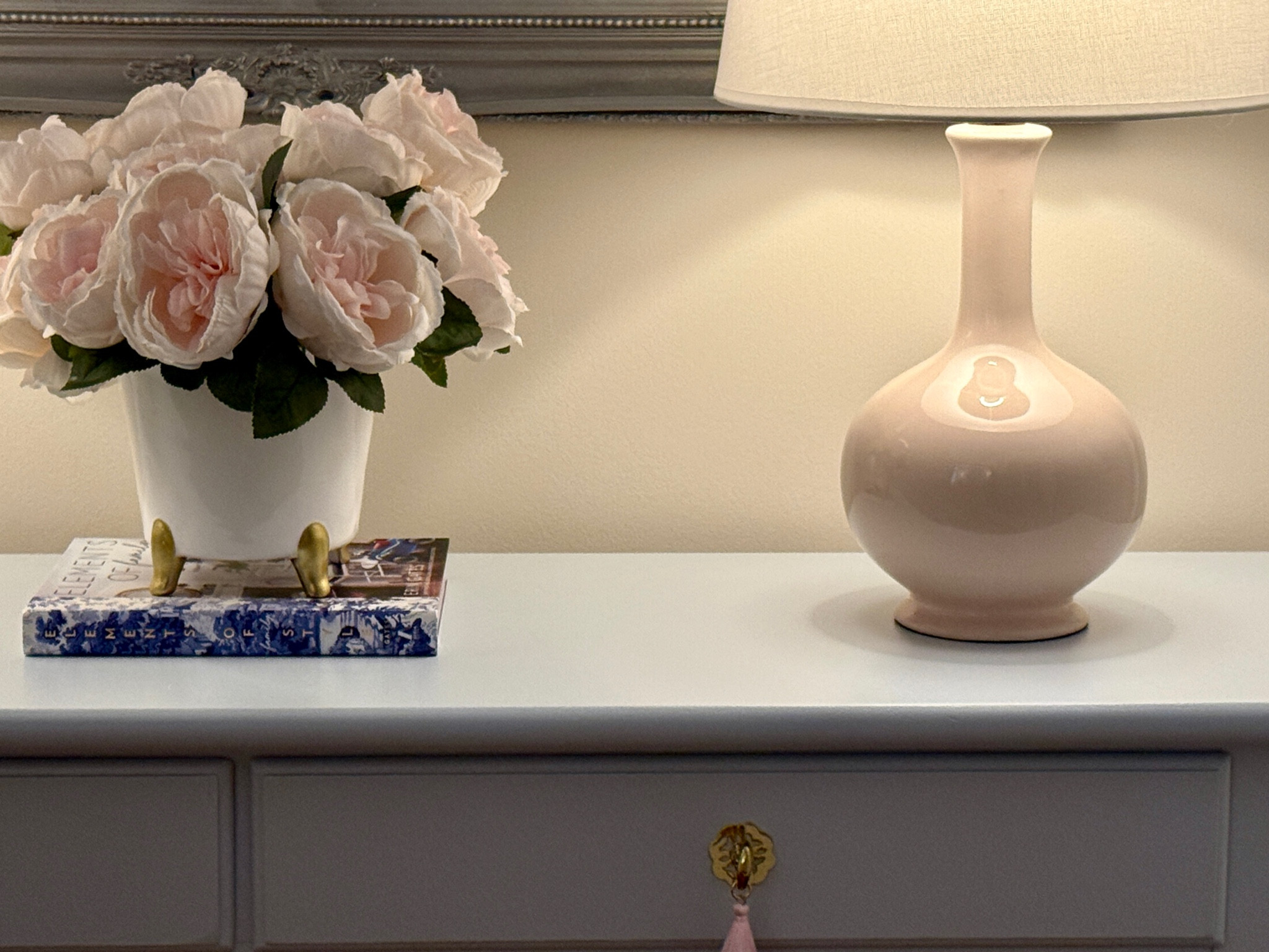 Live these pale pink tassels on gold hardware 

#LTKHome