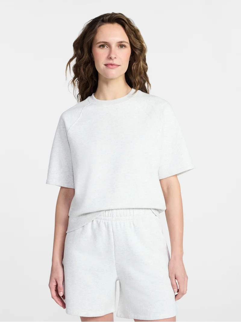 Time and Tru Women's Boxy Sweatshirt with Short Sleeves, Size XS-XXXL | Walmart (US)