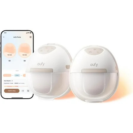 eufy Heated Wearable Breast Pump E20, 3 Heat Levels, Hands-Free Breast Pump with Innovative HeatFlow™, Optimized Rhythm via App, Hospital-Grade Suction, Leakproof, Ultra-Slim and Quiet for in-Bra Use | Walmart (US)