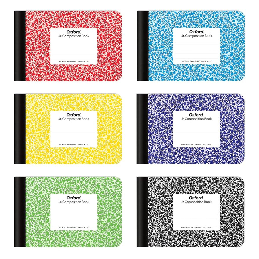 Oxford Jr. Composition Notebooks, Notebooks for School, School Supplies, Half Size, 4-7/8 x 7-1/2... | Amazon (US)