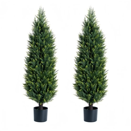 Artificial Cedar Topiary Trees, Set of 2 Lifelike Faux Pruned Cypress with Heavy-Duty Planters ... | Amazon (US)