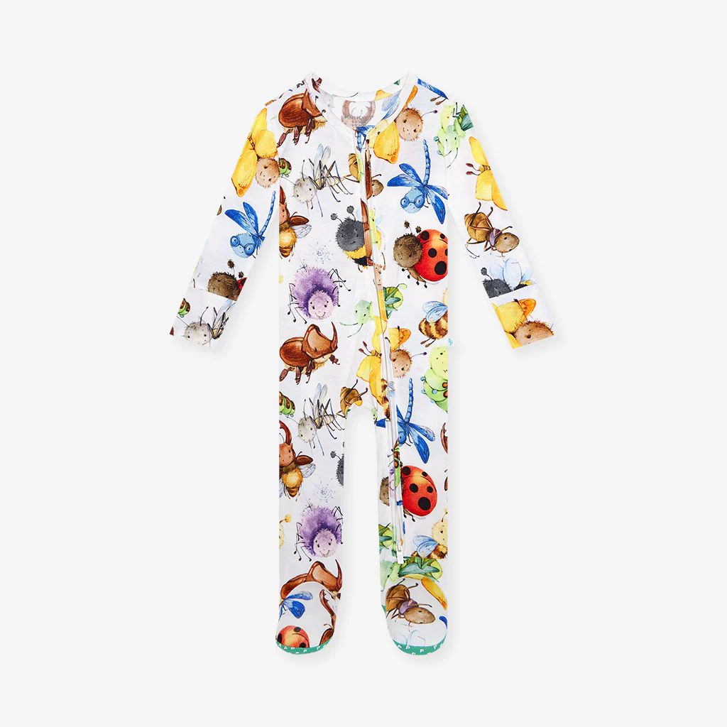 Bugs White One Piece Baby Footie Pajamas | Bentley | Posh Peanut