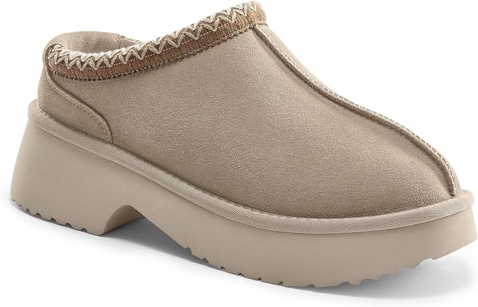 Vilanva Platform Clogs for Women Cozy Suede Fall Slippers with Warm Fur Lined Slip on Shoes Outdo... | Amazon (US)