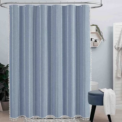 BAGOKIE 72"x72" Boho Linen Blend Shower Curtain, Blue | Target