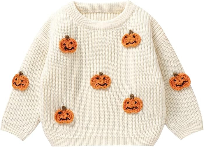 MAYUMMPY Toddler Boy Girl Halloween Pumpkin Sweater Warm Pullover Sweatshirt Knitwear Knitted Fall Winter Baby Clothes | Amazon (US)