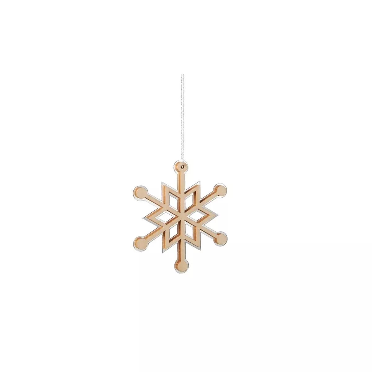 Ganz 4" Winter Light Rustic Wooden Mirrored Snowflake Christmas Ornament - Brown | Target