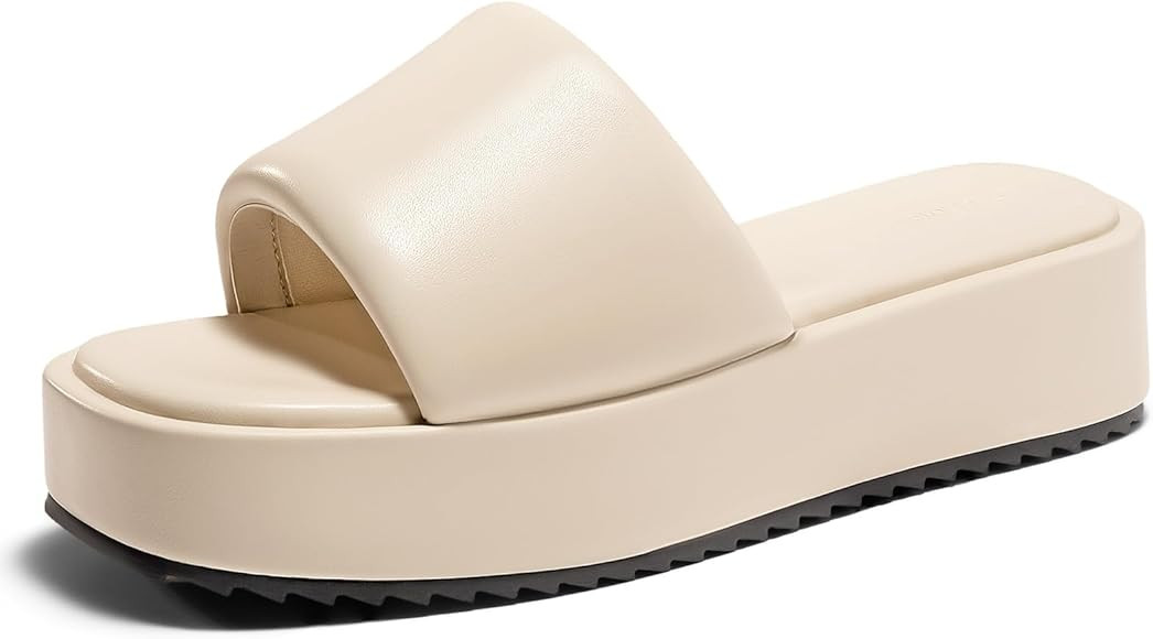 Coutgo Womens Platform Sandals Raffia Espadrilles Slip on Open Toe Cute Boho Summer Beach Slide S... | Amazon (US)