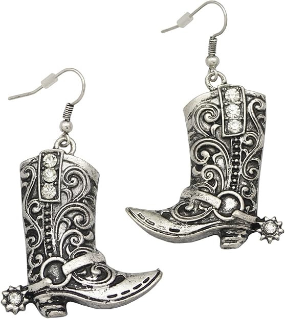 RechicGu Western West Cowgirl Texas Boots Spur Dangle Drop Earrings Rodeo Boho Fancy Dress Costum... | Amazon (US)