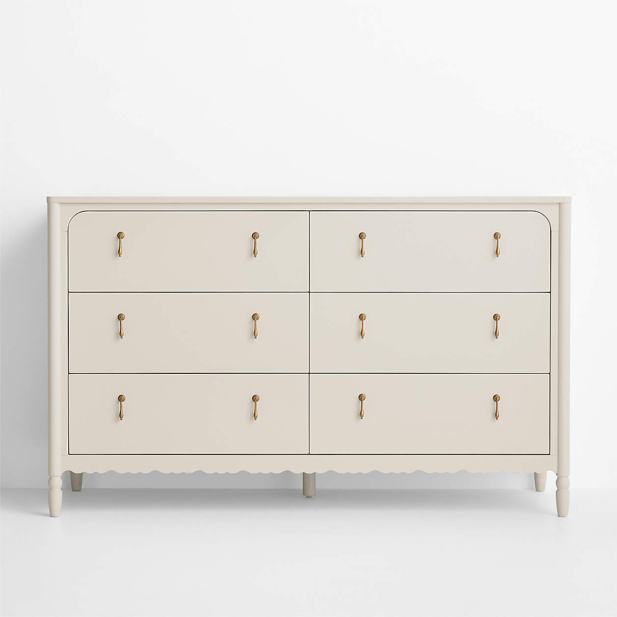 Beatrix 55" Linen Wood Wide 6-Drawer Kids Dresser | Crate & Kids | Crate & Barrel