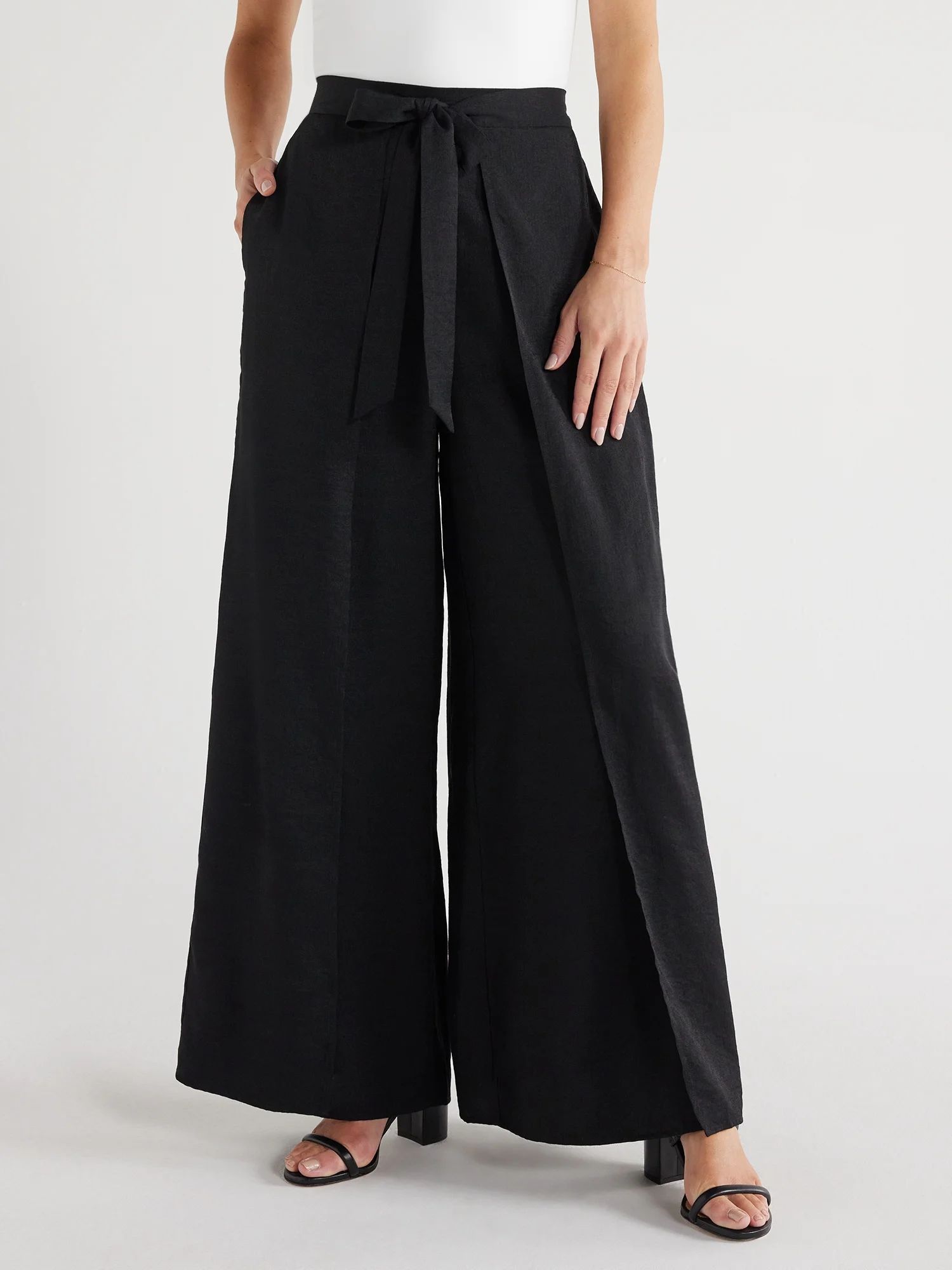Sofia Jeans Women's Petal Hem Palazzo Pants, 30" Inseam, Sizes XS-XXXL | Walmart (US)