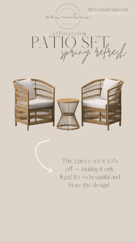 50% off this gorgeous set! I love the color and design of it so much! It’s only $325 now! These always sell out when on SALE!

Patio season, patio furniture, rattan furniture, patio set, Target home, Target patio, Studio McGee Target, Target patio, sale alert, Target Threshold, Threshold, Target, spring decor, spring refresh, spring, seasonal, outdoor furniture, outdoor set, outdoor living, outdoor space,

#LTKhome #LTKFind #LTKSeasonal