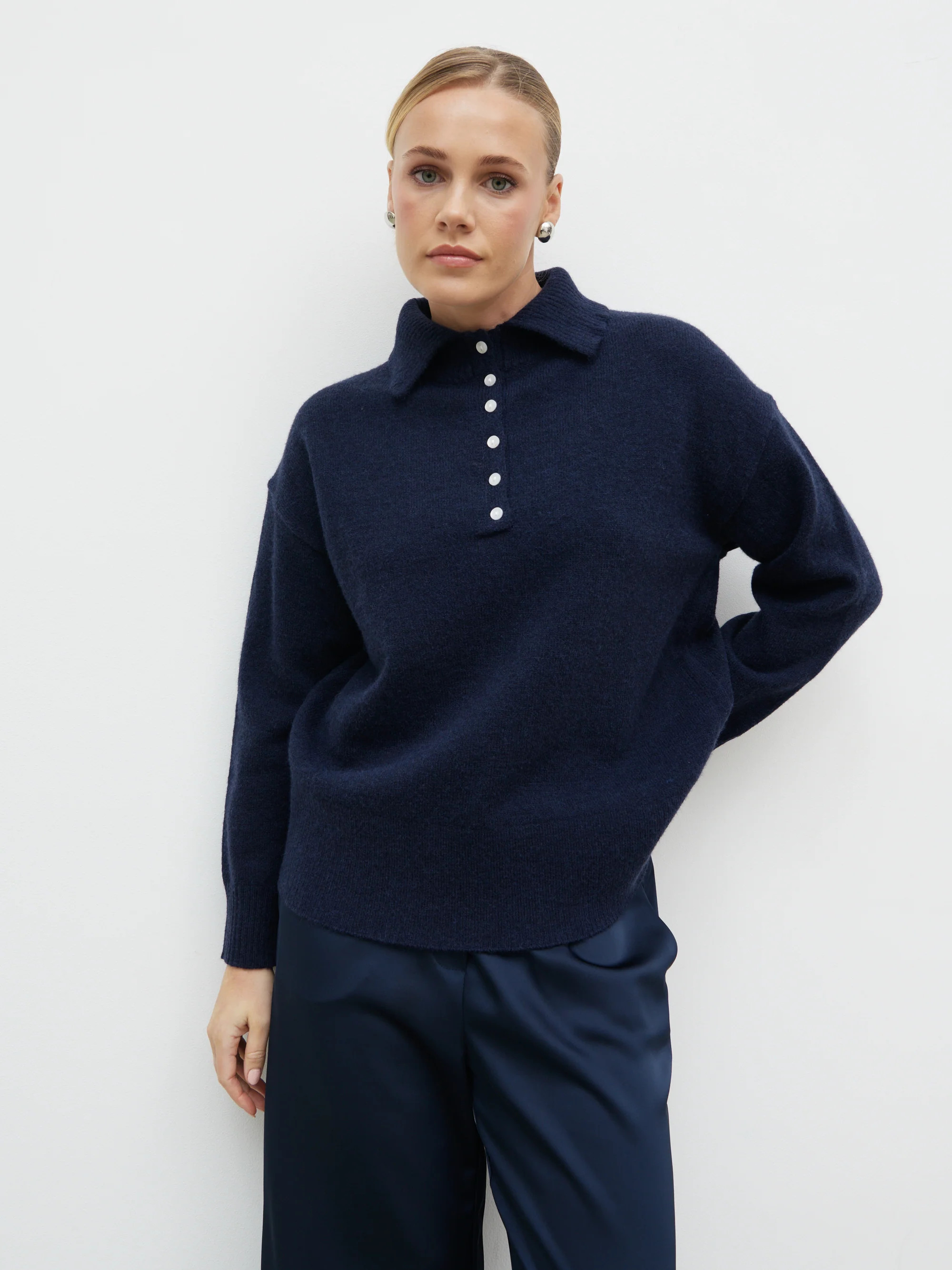 Laurent High Neck Button Knit Jumper | Pretty Lavish (UK)