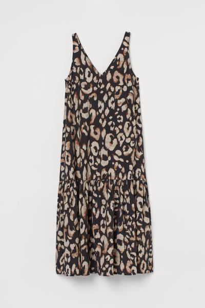 Sleeveless, calf-length, relaxed-fit dress in woven fabric. Low-cut V-neck at front and back. Gat... | H&M (US + CA)