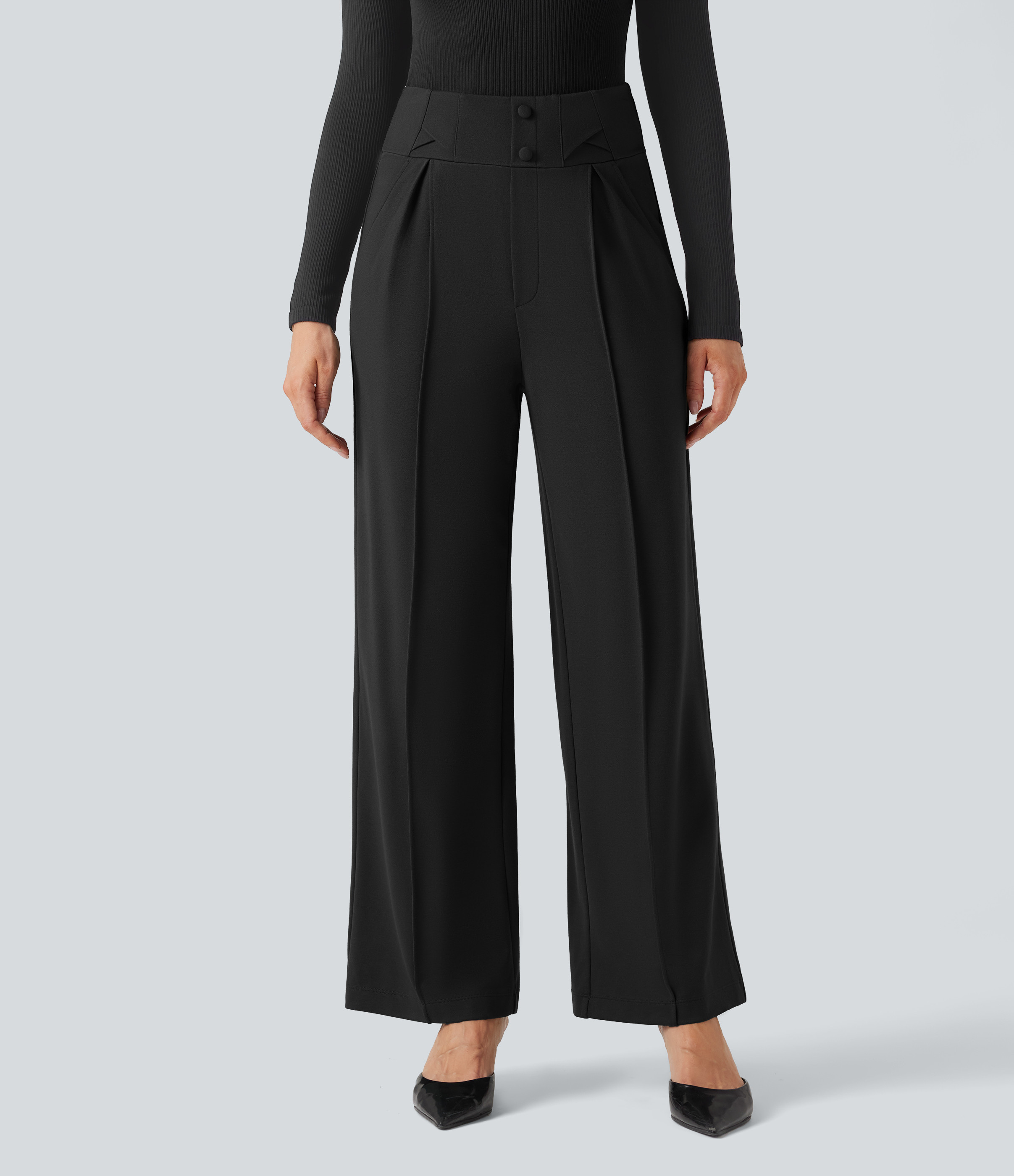 Halara Halara Flex™ High Waisted Straight Leg Work Pants with Pockets - Black - S(regular) sweatpants jogger pants stacked sweatpants | HALARA