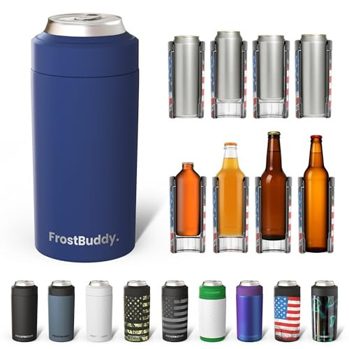Frost Buddy Universal Can Cooler - Fits All - For Regular 12 & 16 oz or Slim-Size Bottles - Insulated Double-Walled Stainless Steel (Navy) | Amazon (US)